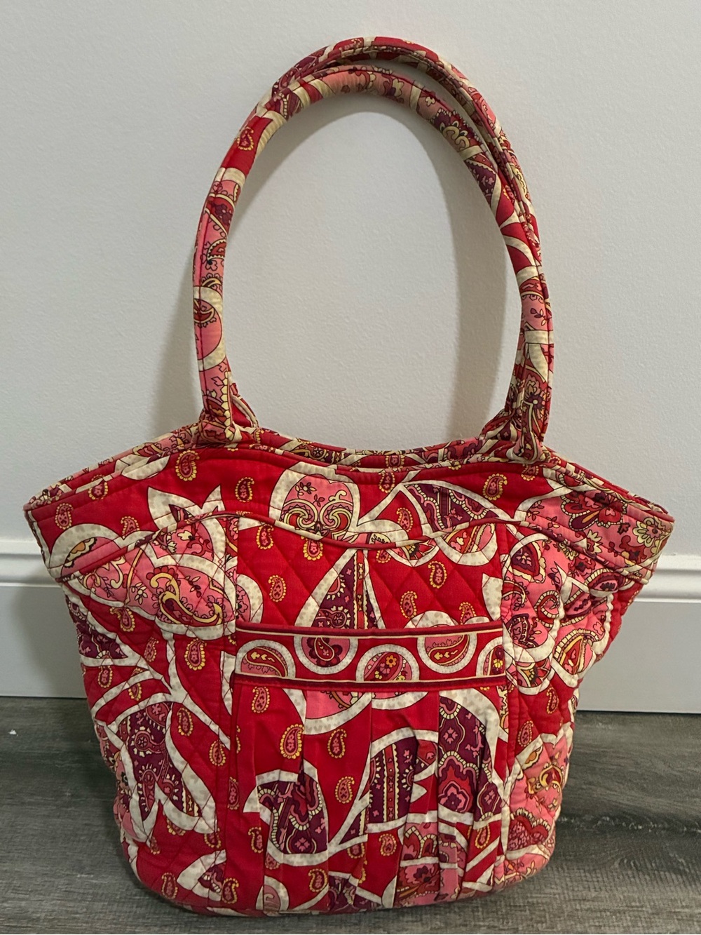 Vera Bradley Quilted Paisley Tote Bag in Red and Pink